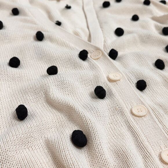 The Great The Bobble Cardigan Cream Black Pom Pom Knit Siz 1/ Small Longline - Picture 12 of 16